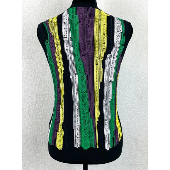 VERSACE • 2-Piece Distressed Jacquard Striped Cardigan and Tank Top Matching Set - Picture 11 of 16